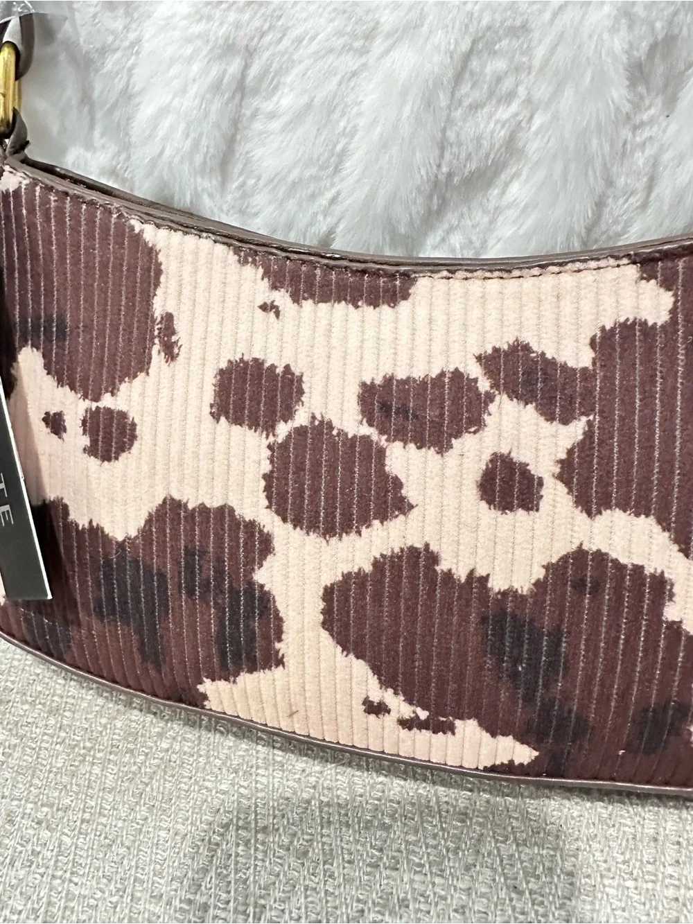 Olivia & Kate Brown and Cream Cow-Print Shoulder Bag